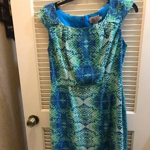 Snake skin dress blue/green
